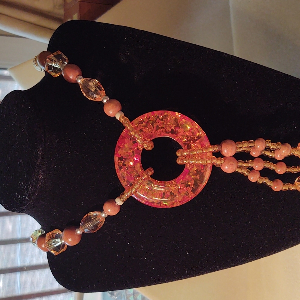 Necklace Acrylic and wooden beads